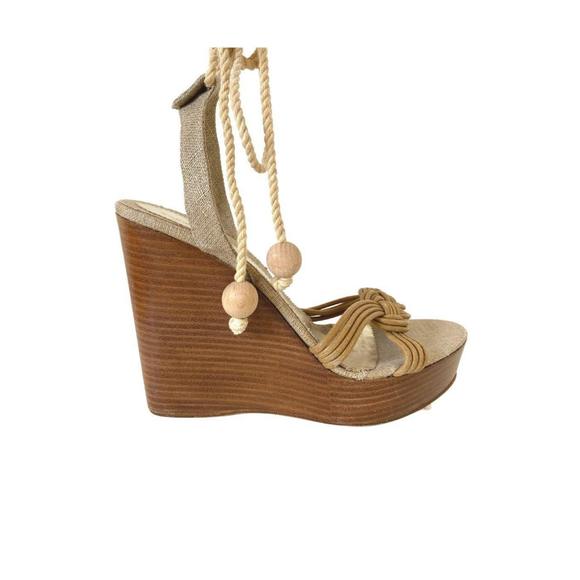 BCBGMAXAZRIA - Canvas Wedge Sandal - IT 38.5 - Picture 1 of 5